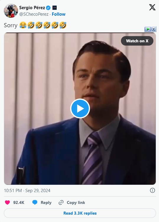 墨西哥站后退役?佩雷兹引用华尔街之狼名言:我不会离开